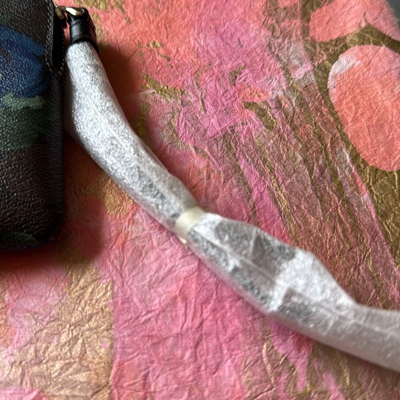 Coach Floral Wristlet Brown and Blue - Picture 3 of 6